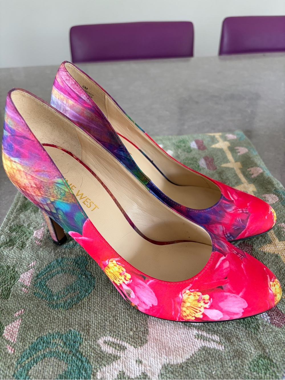 Nine West Bright Pink Floral Heels